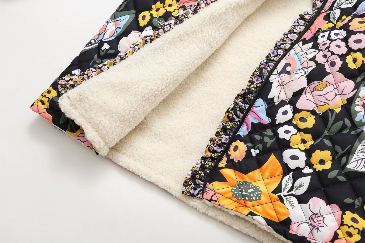 Chaqueta acolchada estampada de manga larga