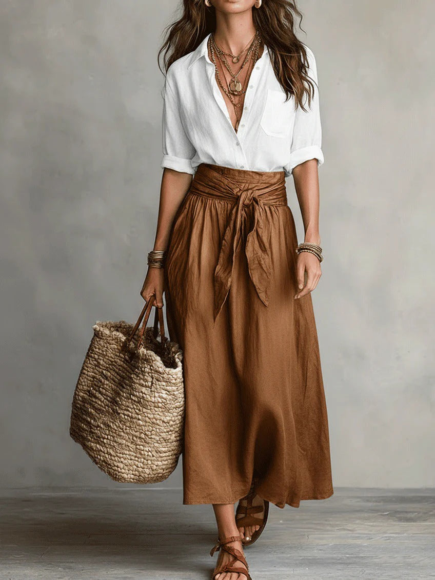 Conjunto bicolor de camisa y falda