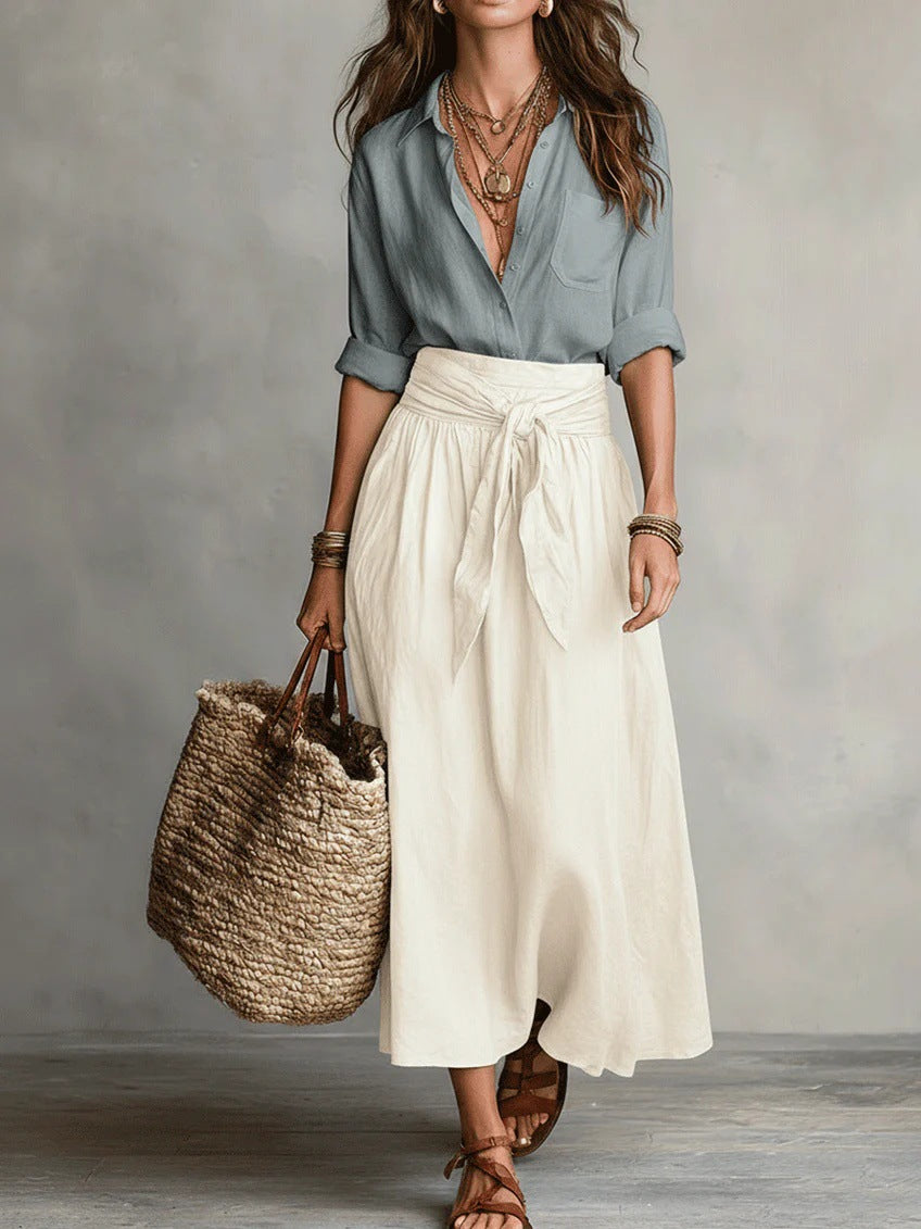 Conjunto bicolor de camisa y falda