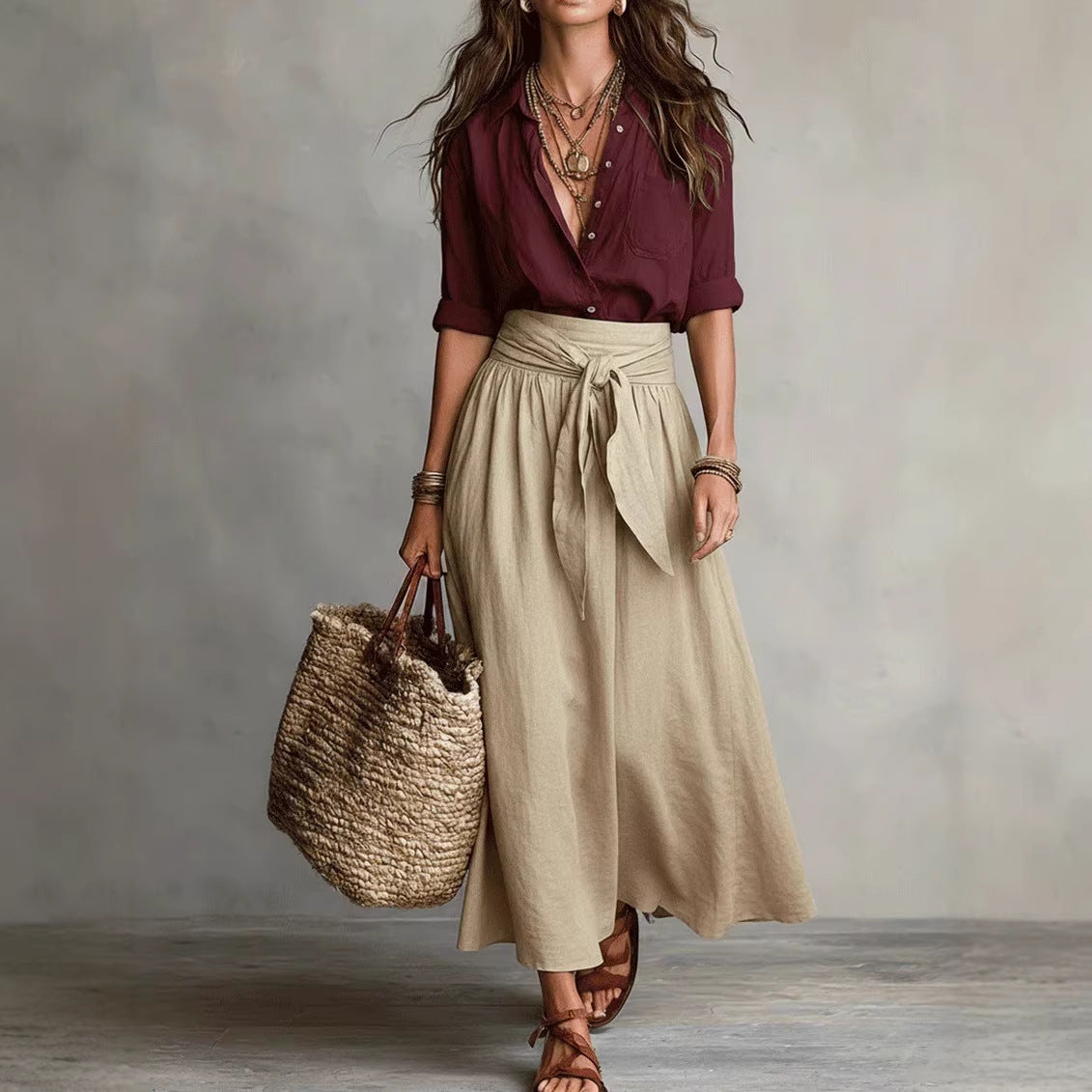 Conjunto bicolor de camisa y falda