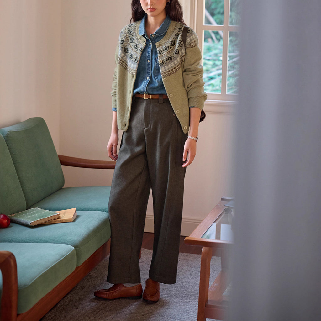 Pantalón de lyocell y lana de tiro alto