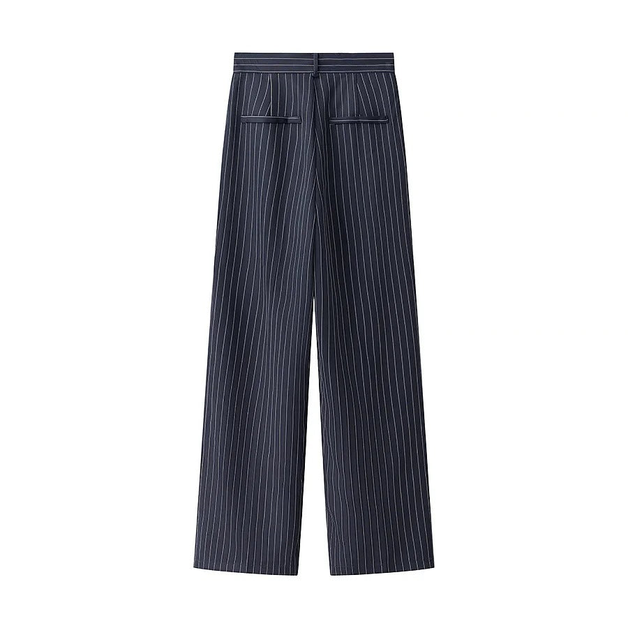 Pantalón de rayas de cintura alta y corte holgado