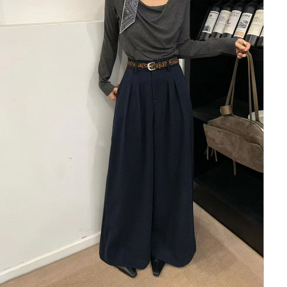Pantalón de traje ancho de lana de tiro alto