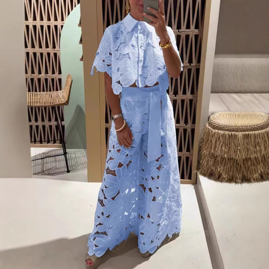 Conjunto de top calado y pantalón ancho