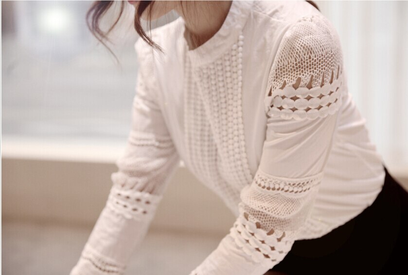 Blusa de encaje calado de manga larga