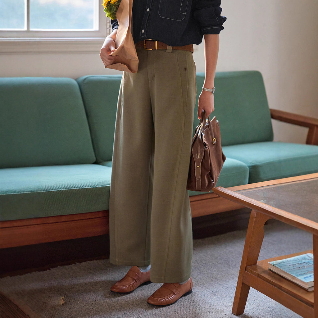 Pantalón de lyocell y lana de tiro alto
