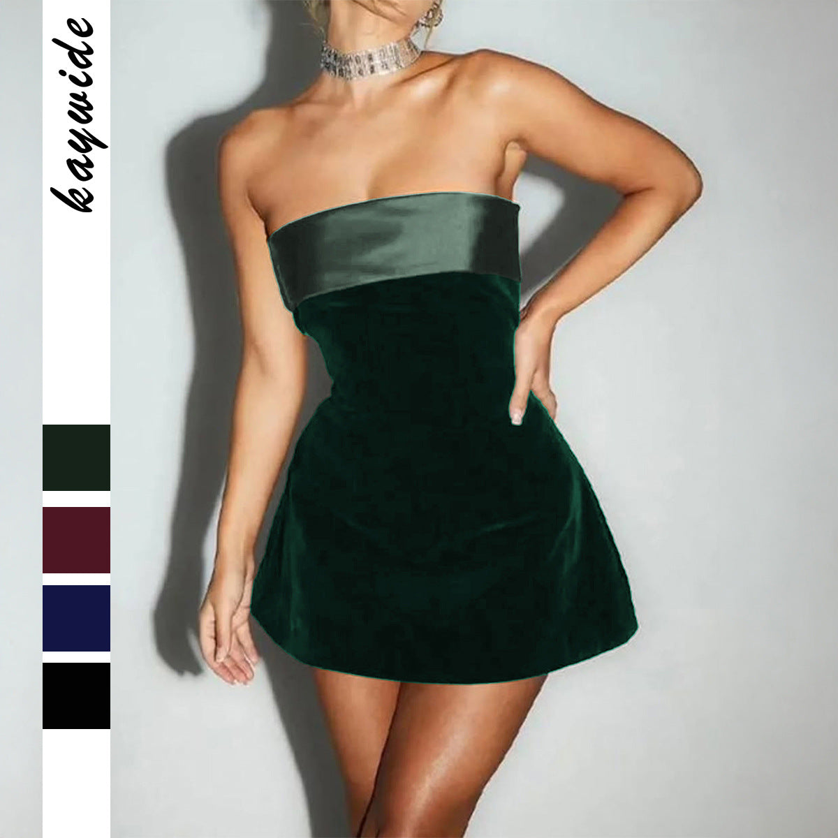 Vestido midi palabra de honor ajustado