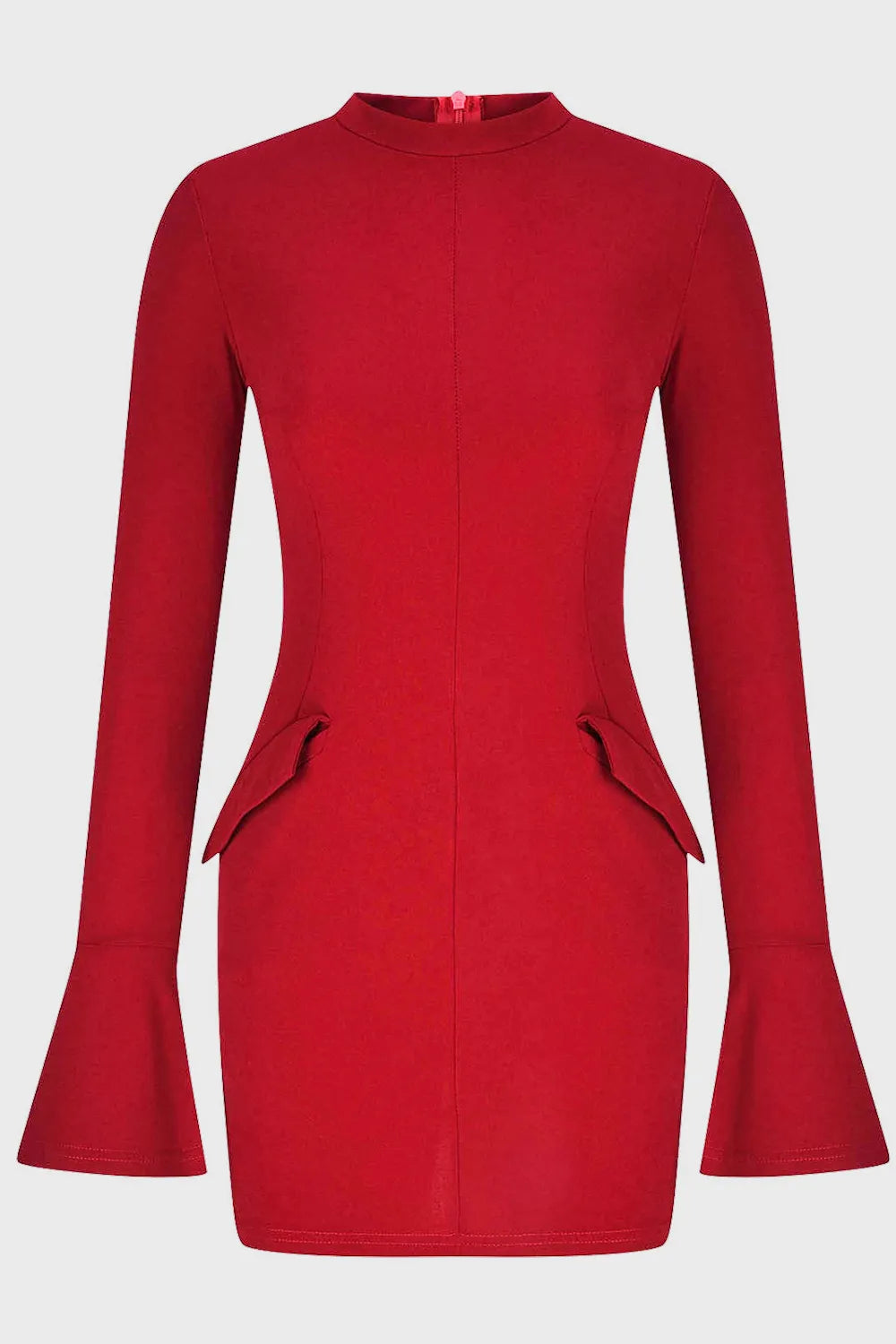 Vestido corto de manga larga con cuello alto