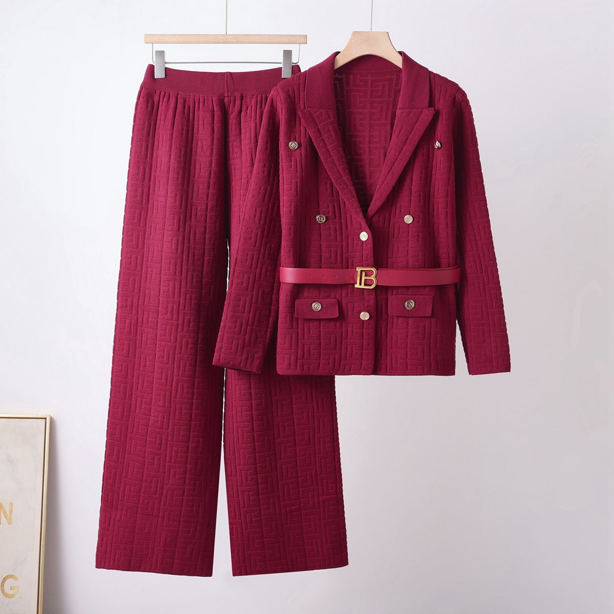 Conjunto de chaqueta de punto y falda lápiz