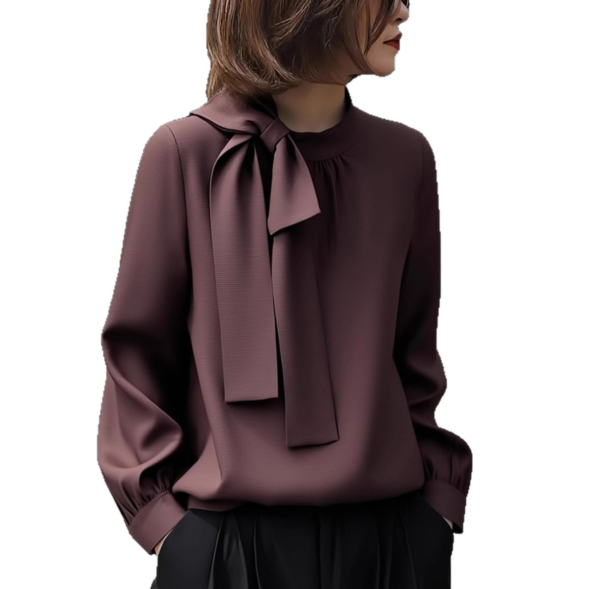 Blusa elegante de cuello alto y manga extralarga