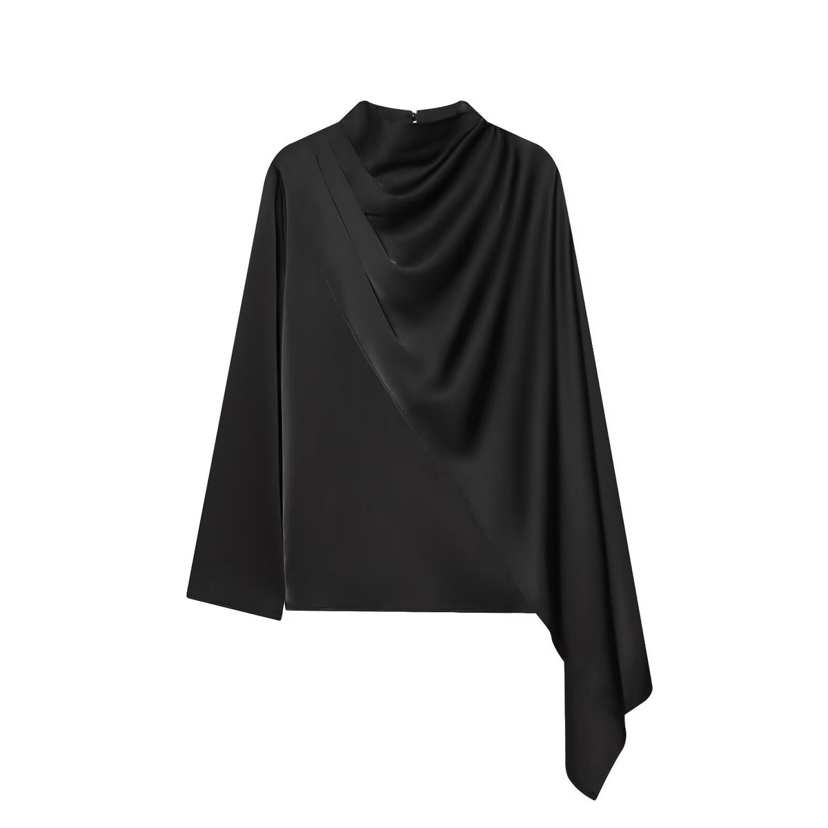 Top satinado elegante con diseño de chal