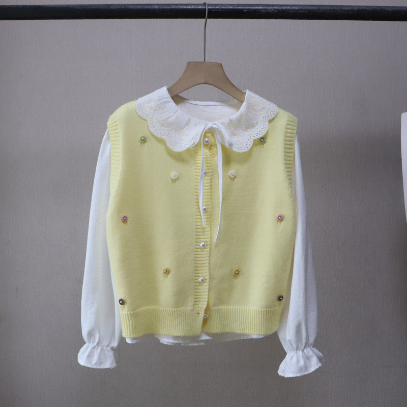 Conjunto de camisa y chaleco de punto