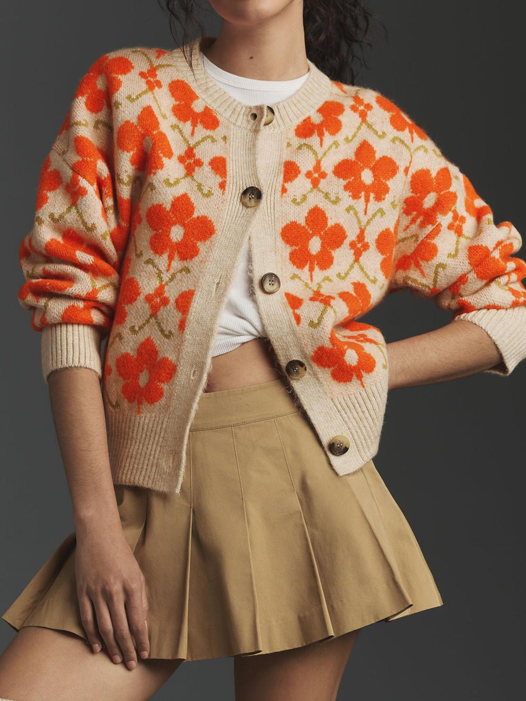 Cárdigan de punto jacquard floral