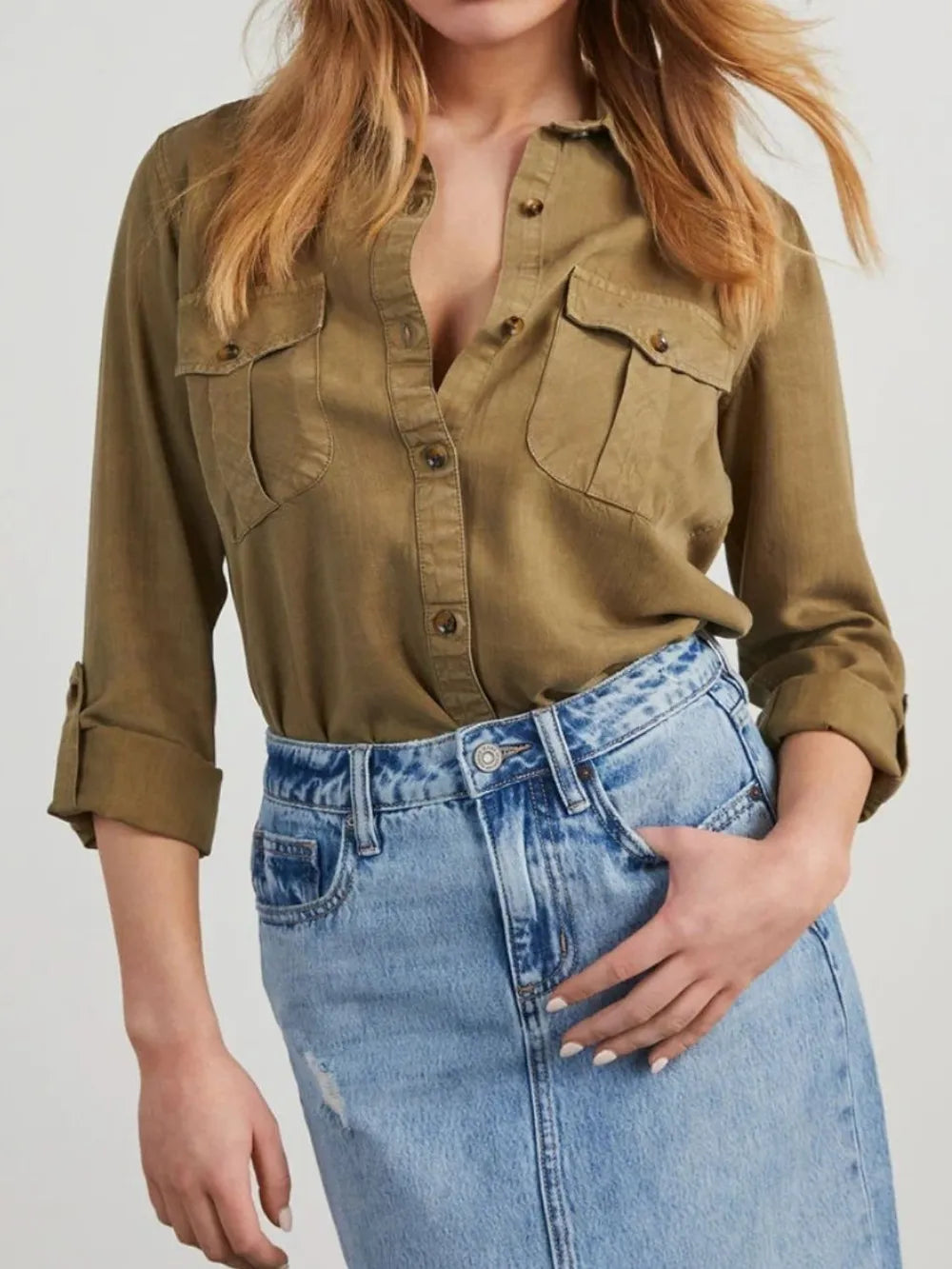 Camisa vaquera lavada de manga larga
