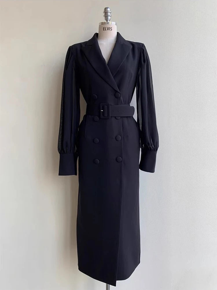 Vestido blazer de doble botonadura con cinturón