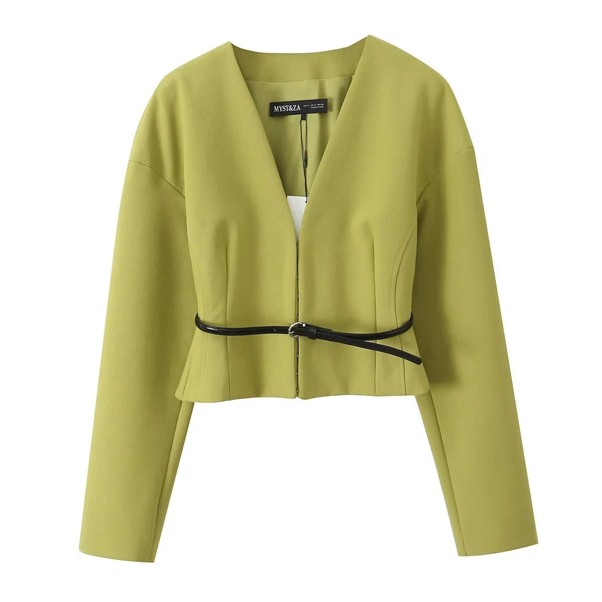 Conjunto entallado de blazer con cinturón y falda