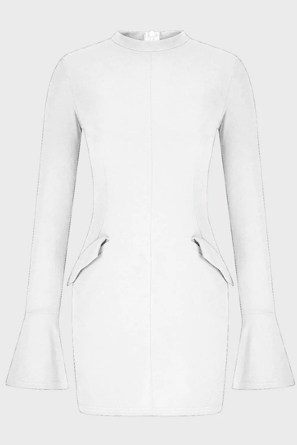Vestido corto de manga larga con cuello alto