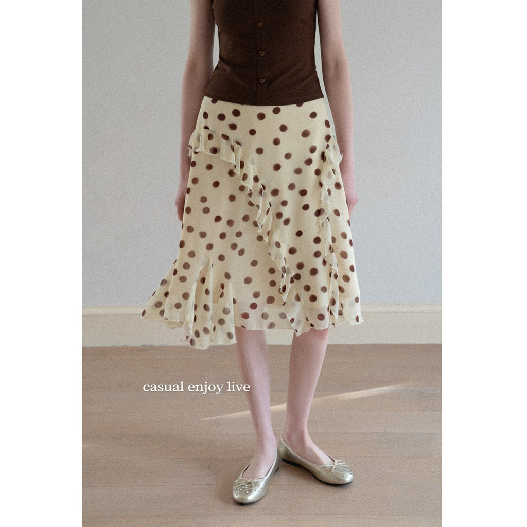 Falda midi amarilla de cintura alta y corte evasé