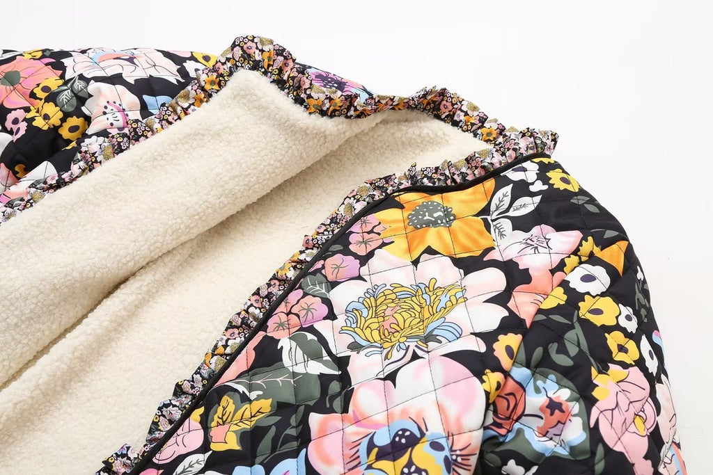 Chaqueta acolchada estampada de manga larga