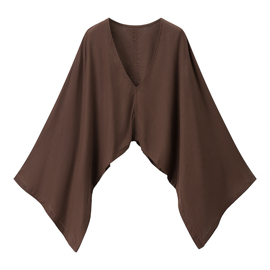 Top de cuello en V y mangas amplias