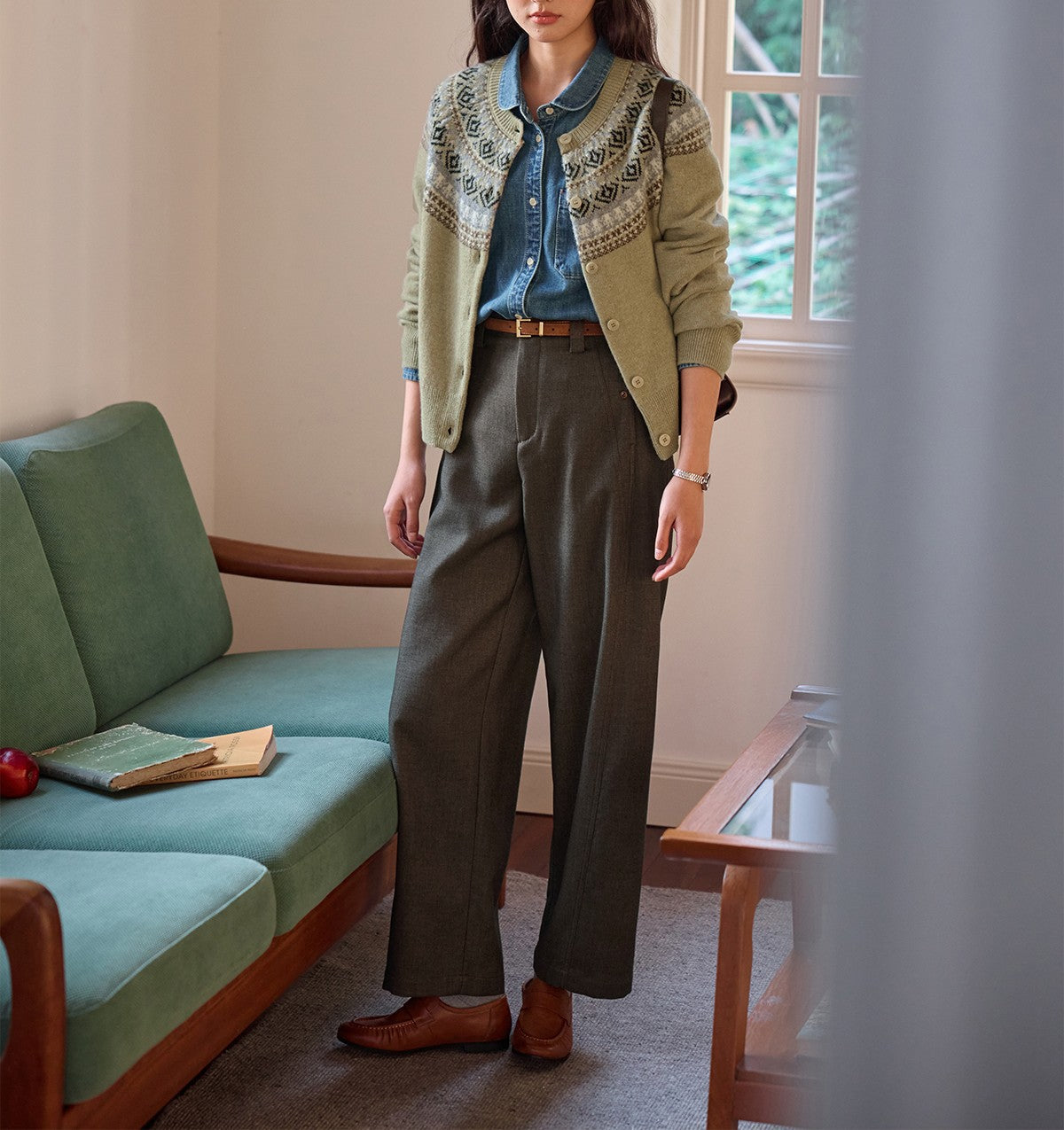 Pantalón de lyocell y lana de tiro alto