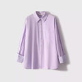 Camisa morada de rayas con manga larga y corte holgado