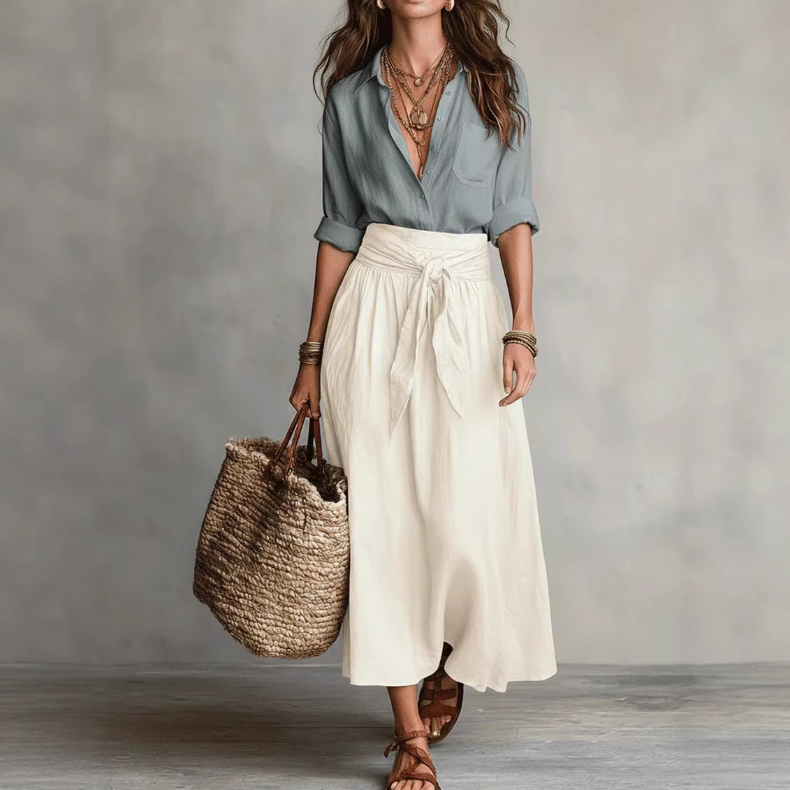 Conjunto bicolor de camisa y falda