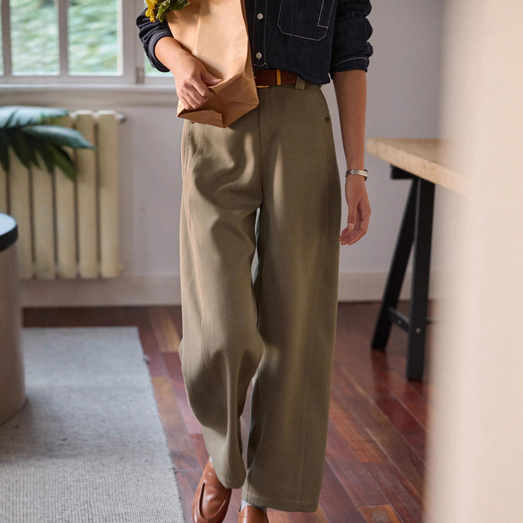Pantalón de lyocell y lana de tiro alto