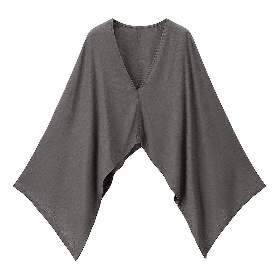 Top de cuello en V y mangas amplias