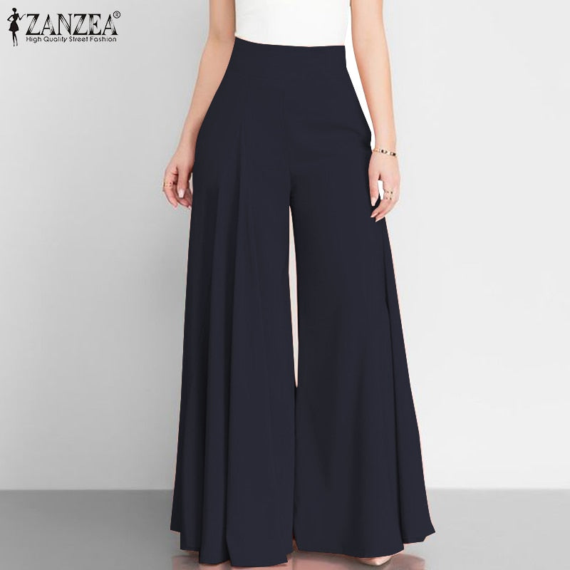 Pantalón palazzo de cintura alta y pierna ancha