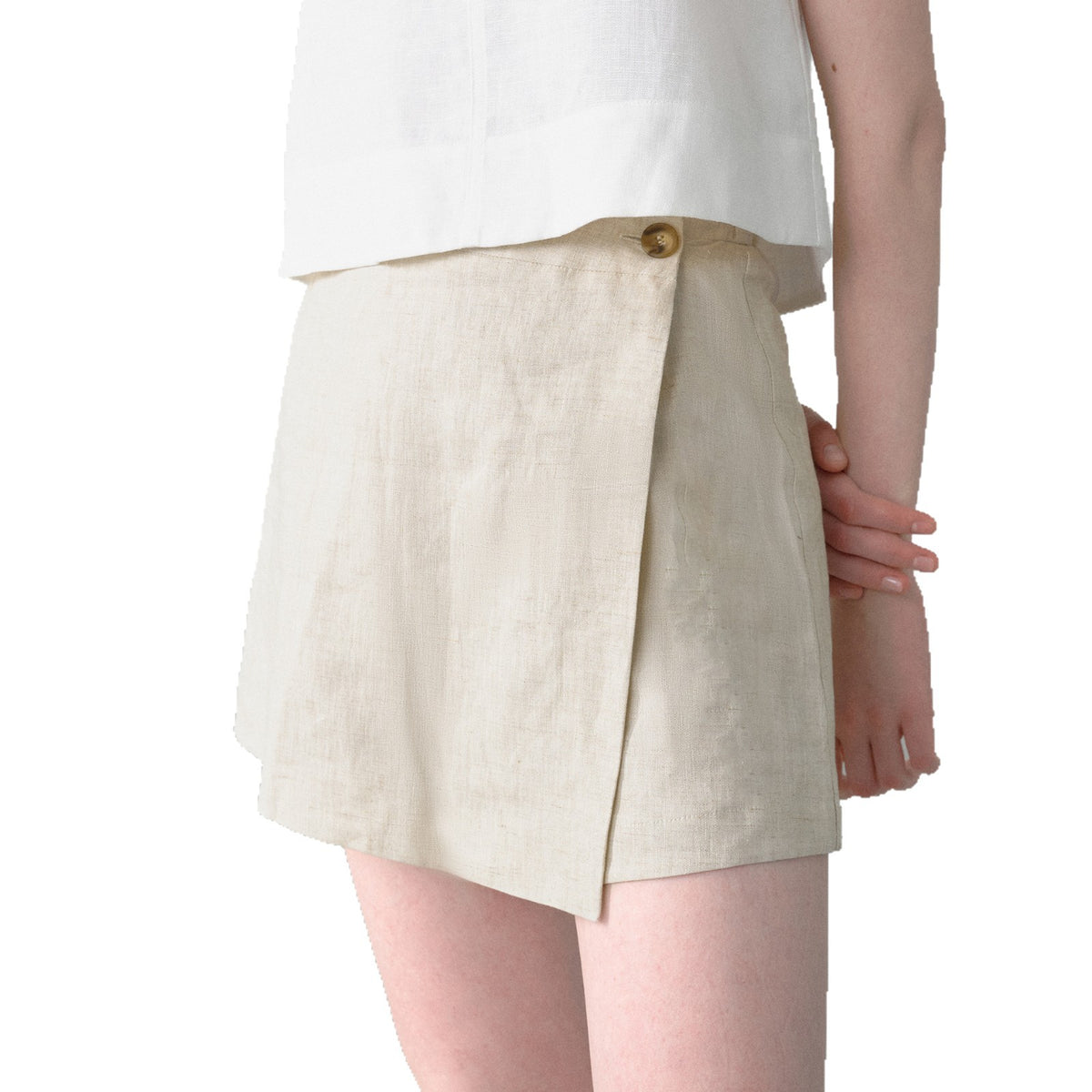 Falda-pantalón de lino con cintura semielástica