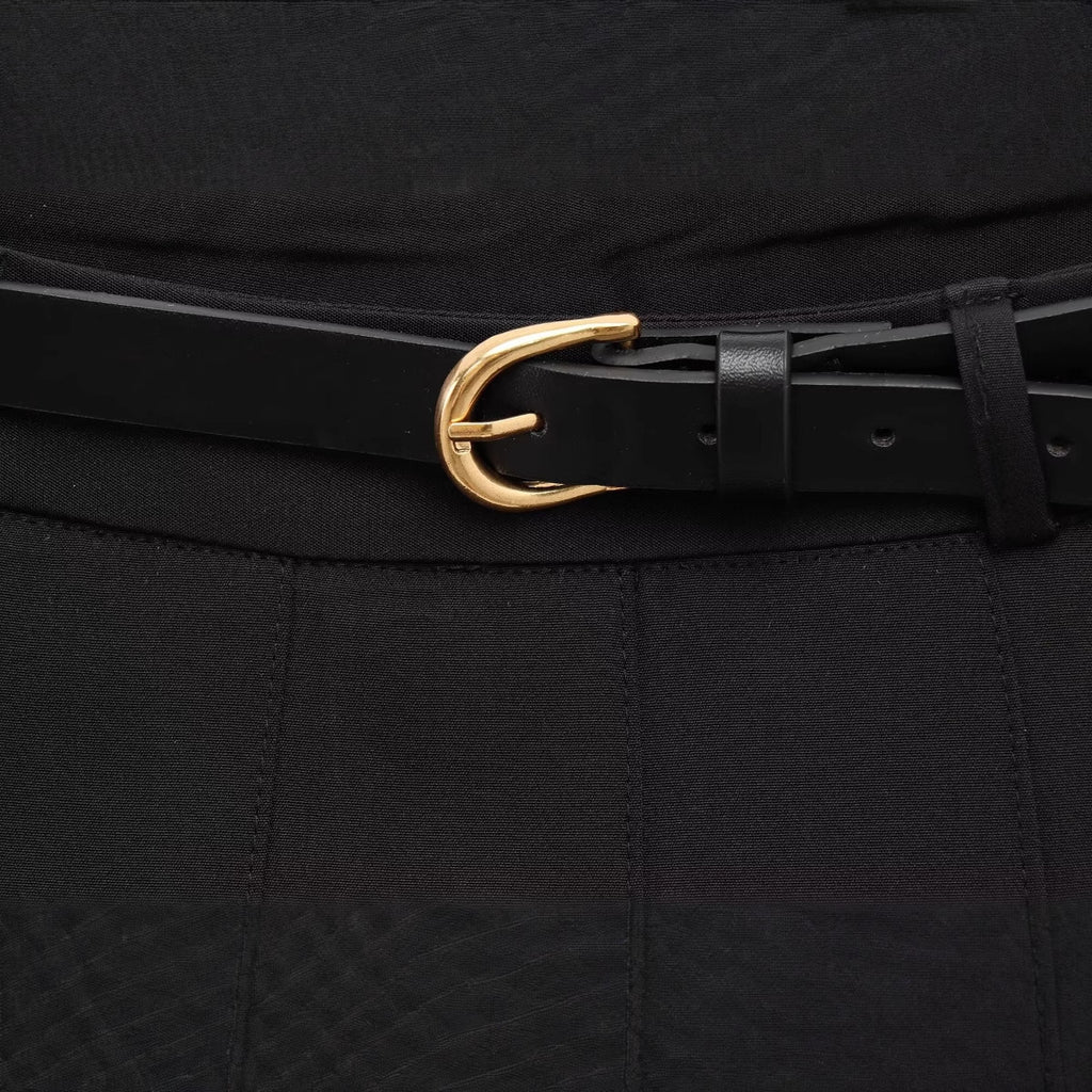 Pantalón ancho plisado de tiro alto con cinturón