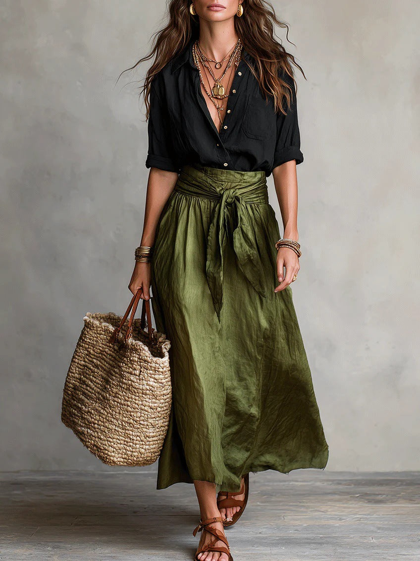 Conjunto bicolor de camisa y falda