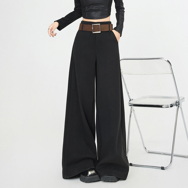 Pantalón de otoño de cintura alta y pierna ancha