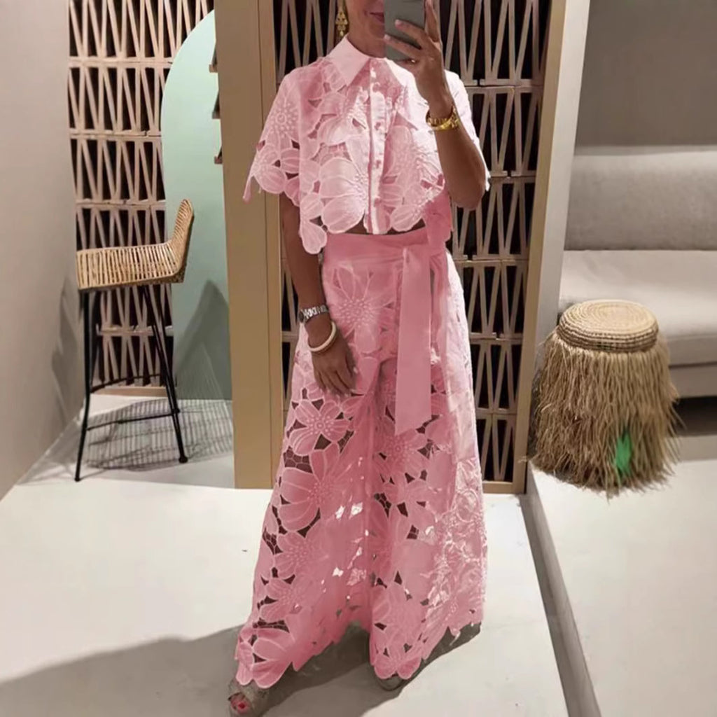 Conjunto de top calado y pantalón ancho