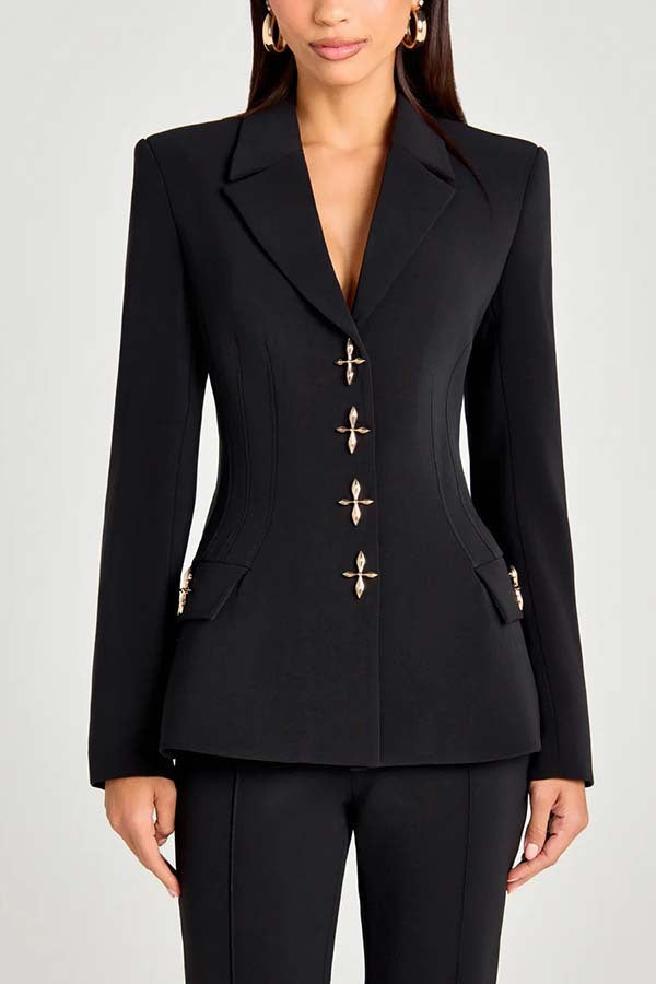 Conjunto de blazer de manga larga, chaleco y pantalón