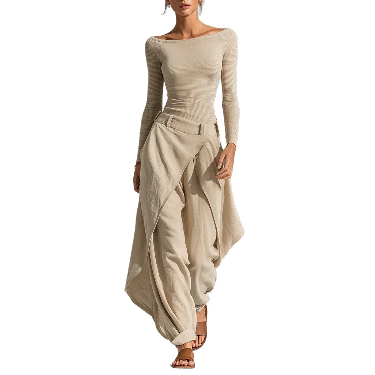 Conjunto holgado de top y pantalón largo