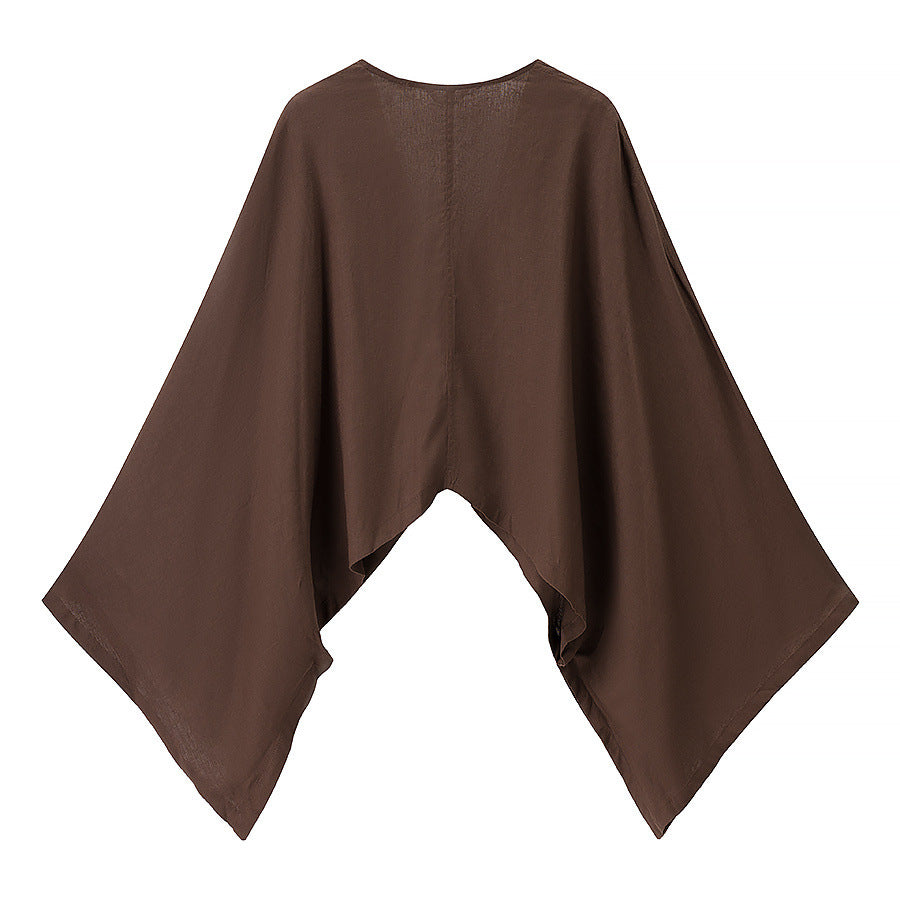Top de cuello en V y mangas amplias
