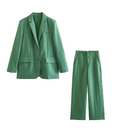Conjunto de lino de chaqueta, top halter y pantalón