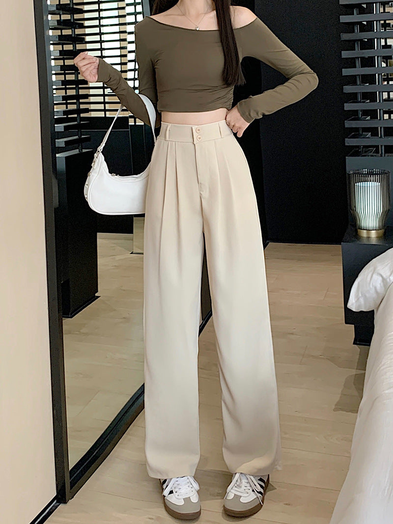 Pantalón de traje de cintura alta y pierna ancha