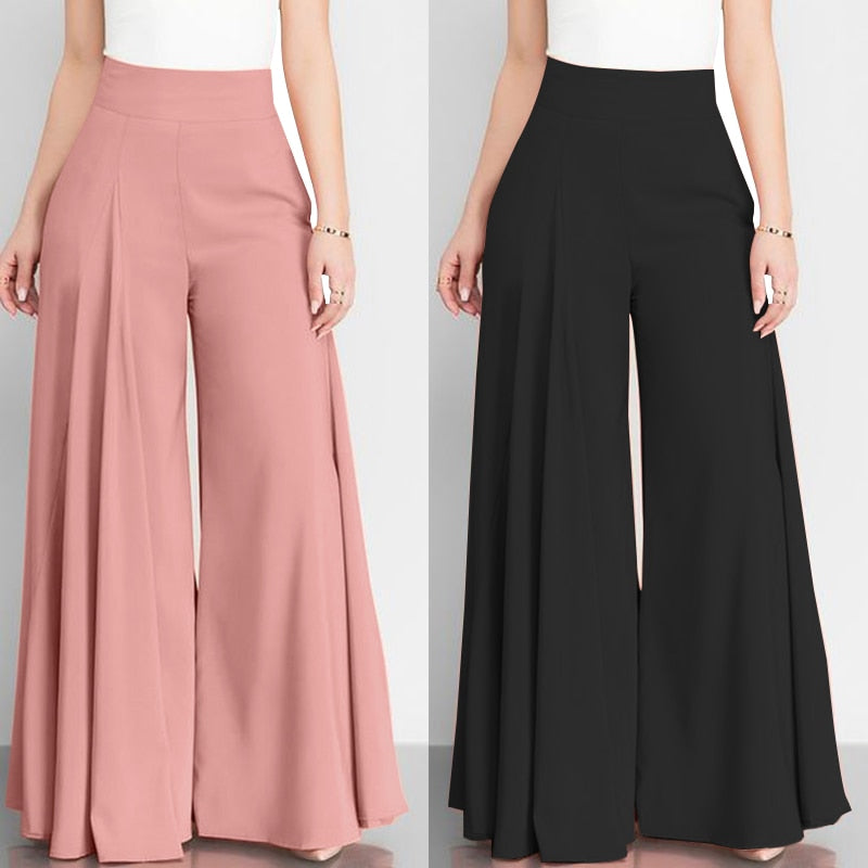 Pantalón palazzo de cintura alta y pierna ancha