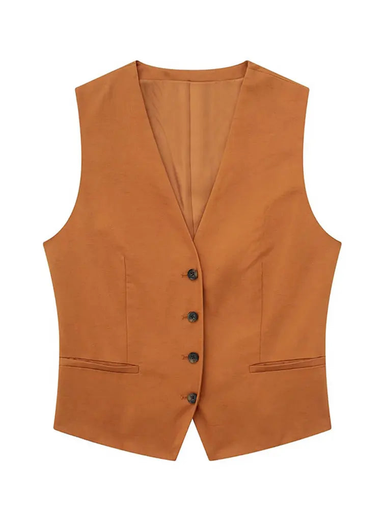 Conjunto elegante de chaleco y falda midi