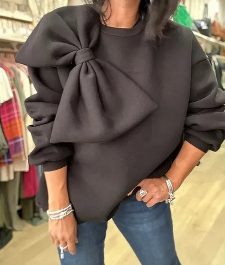 Blusa holgada de manga larga con lazo