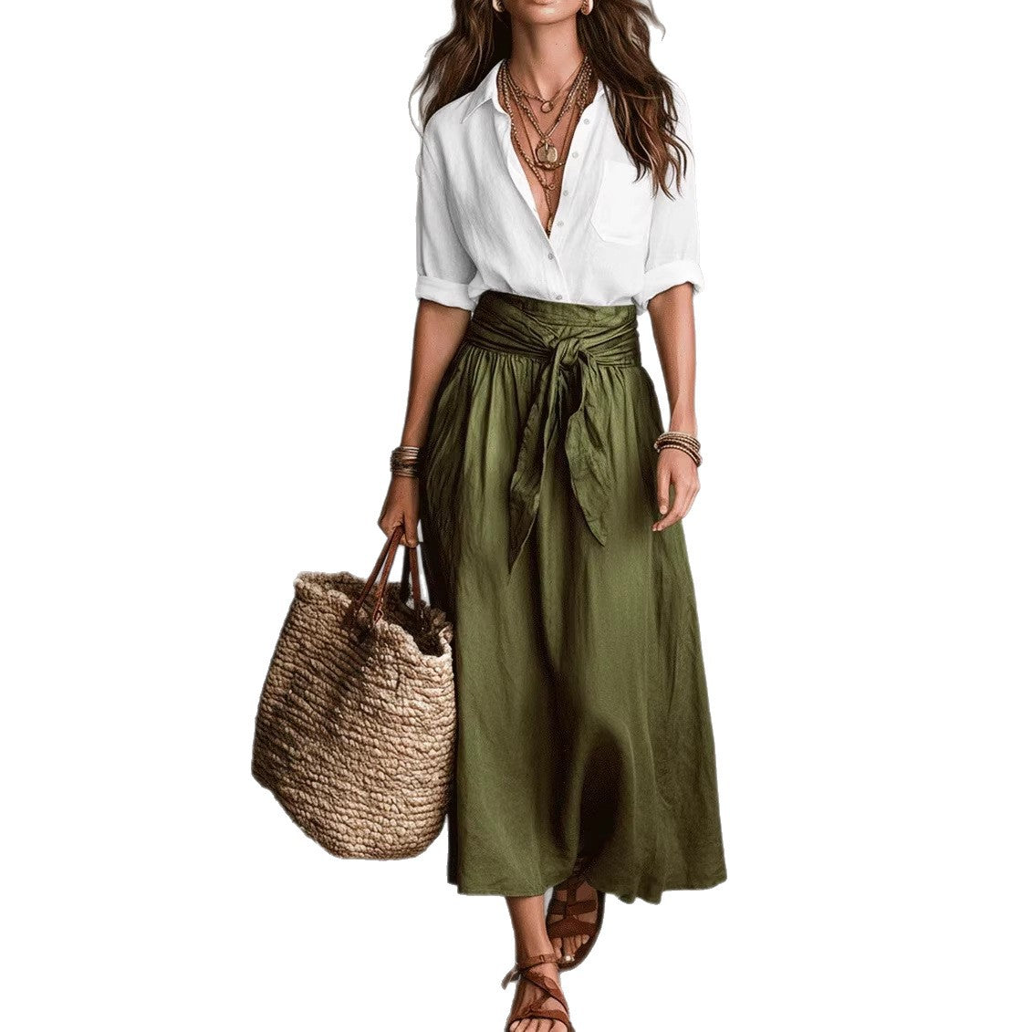 Conjunto bicolor de camisa y falda