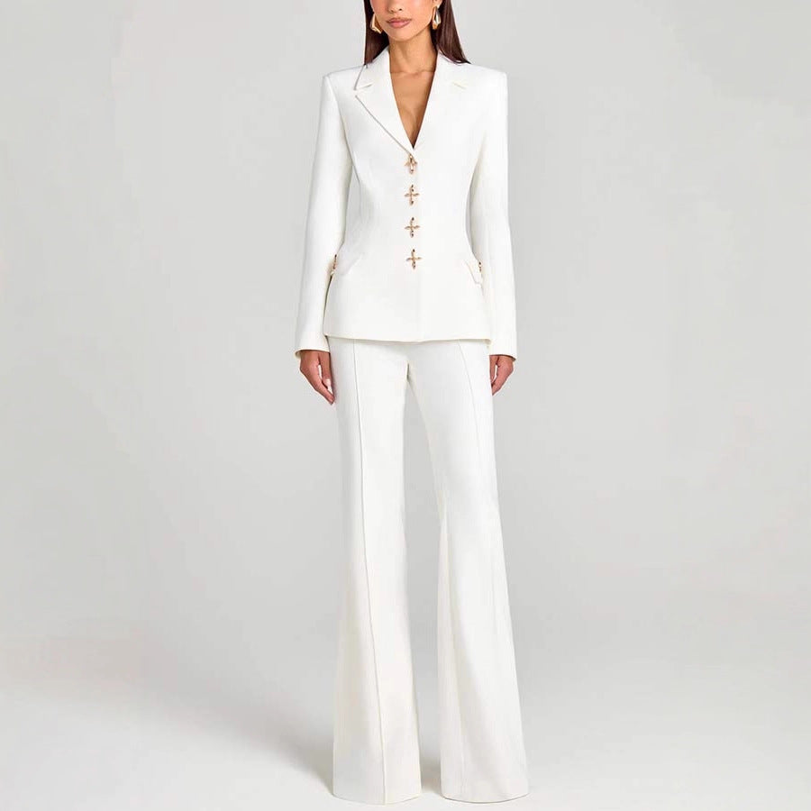 Conjunto de blazer de manga larga, chaleco y pantalón
