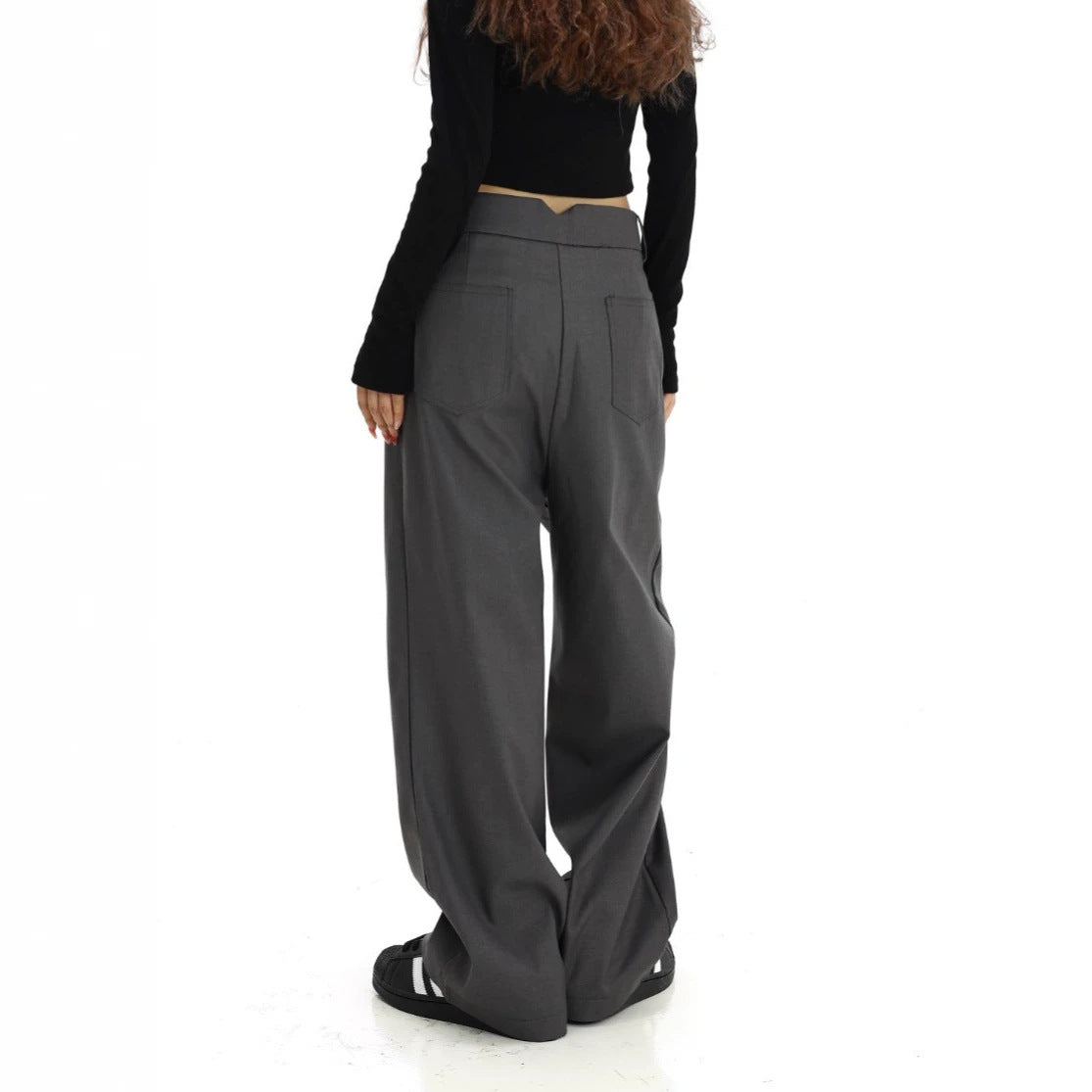 Pantalón plisado unisex de pierna ancha
