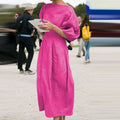 Vestido largo fluido de manga farol para otoño