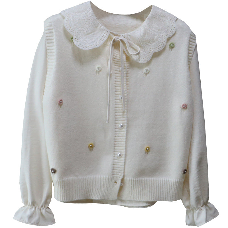 Conjunto de camisa y chaleco de punto