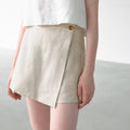 Falda-pantalón de lino con cintura semielástica