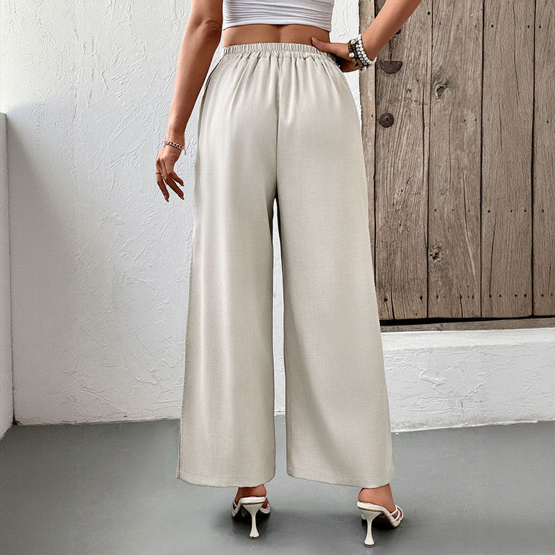 Pantalón ancho gris claro de estilo elegante